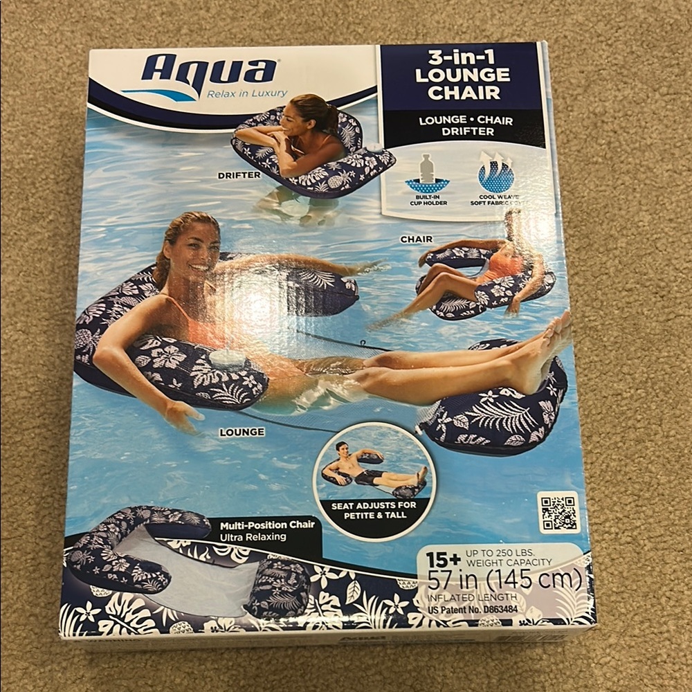 57” Aqua Blue Swim Float with Comfort and Style